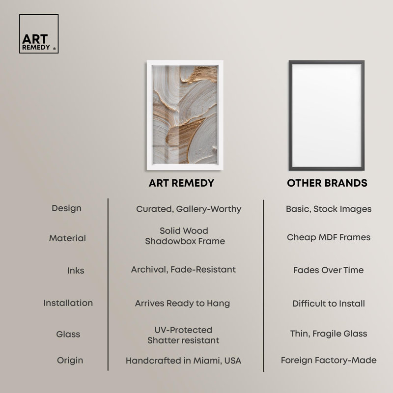«Elegant Ridge Shadowbox Print», art mural abstrait par Art Remedy, cadre blanc, 17 x 25, Cadre blanc, H 25 po x l 17 po