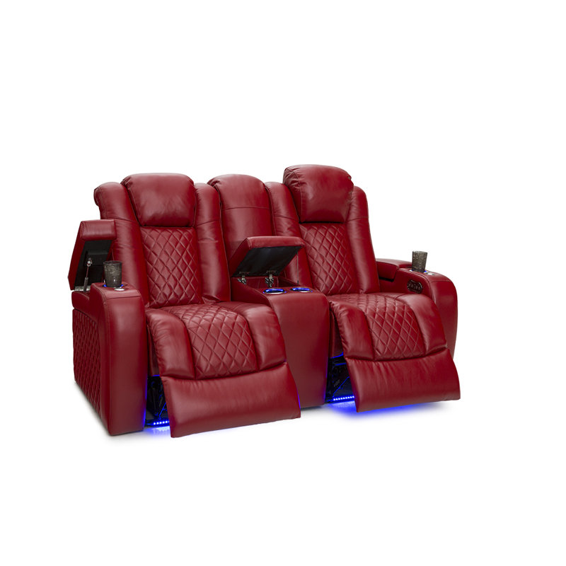 Causeuse de cinéma maison Asika, Cuir véritable rouge