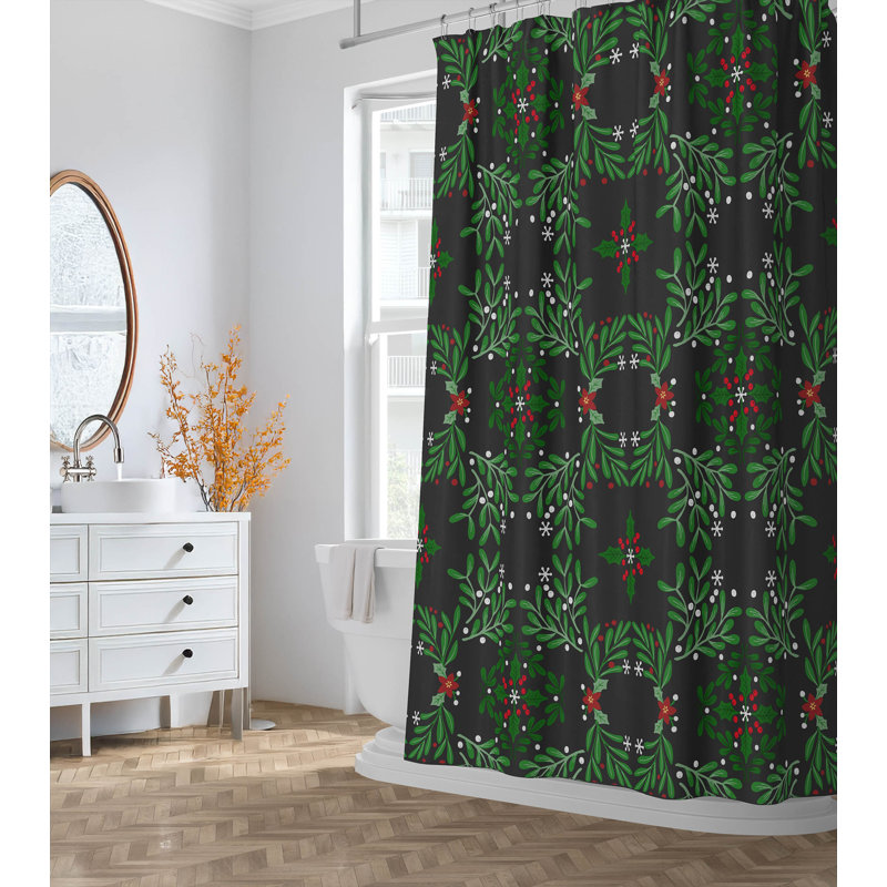 Rideau de douche ultra-mince Winter Mistletoe, Gris anthracite