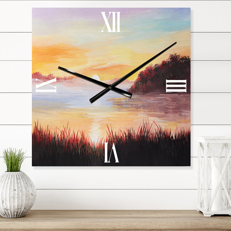 Horloge murale Sur le lac avec les roseaux, Grand
