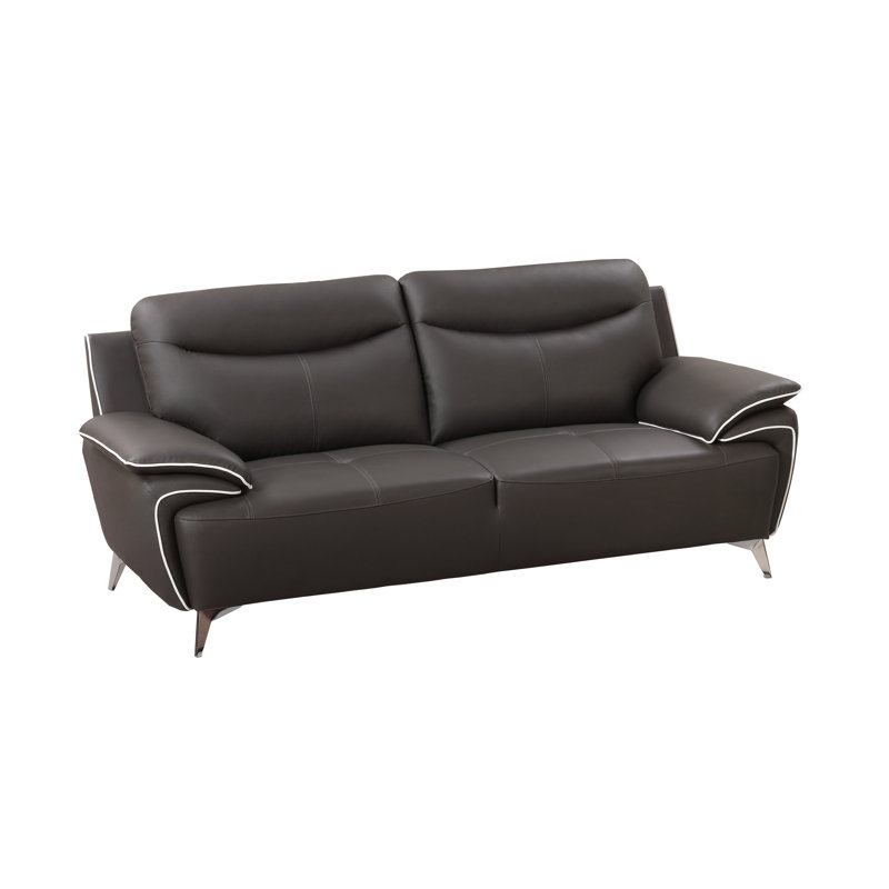 Canapé en cuir brun clair EK531, Cuir véritable taupe