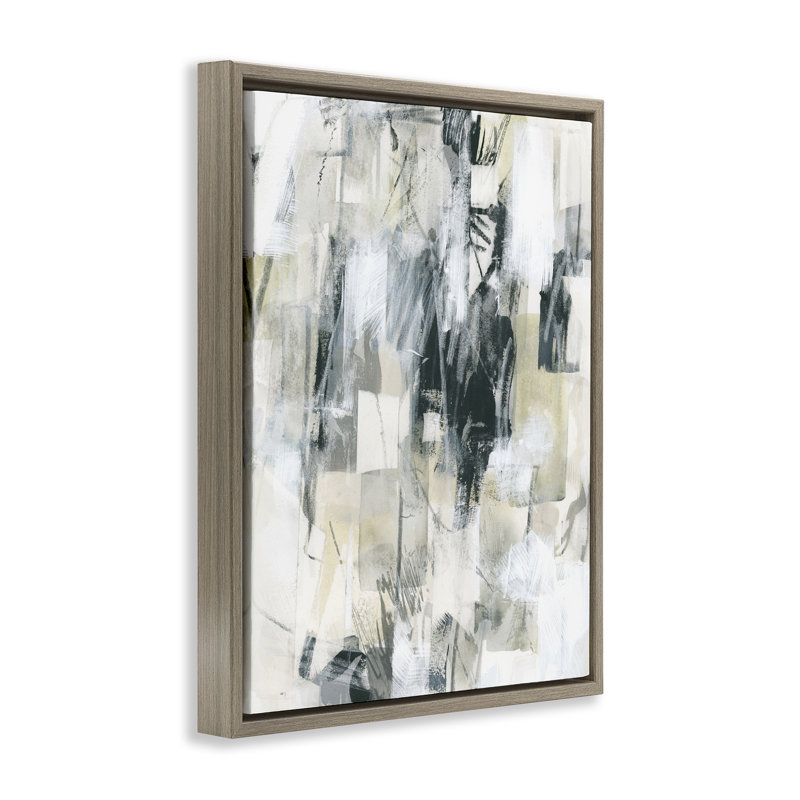 «Grey Layered Restless Shapes Floater», art mural par June Erica Vess, Cadre flottant orme Montalcino, H 21 po x l 17 po