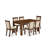 5 Piece Dining Set Includes a Rectangle Rustic Wood Dining Room Table and 4 Light Beige Linen Fabric Upholstered Chairs, Walnut-489435884-489435670