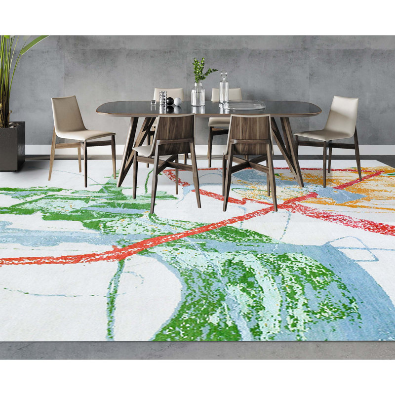 Handmade Silk and Wool Area Rug, Rectangle 8' x 10'