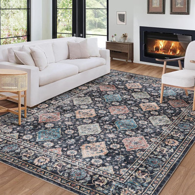 Tapis de salon antidérapant, lavable à la machine, tapis orientaux à poils courts, tapis doux pour le salon, la chambre à coucher, la salle à manger