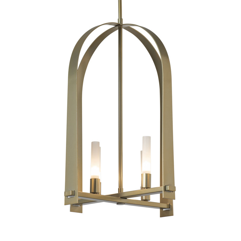 Triomphe 4 - Light Lantern Geometric Chandelier, Modern Brass