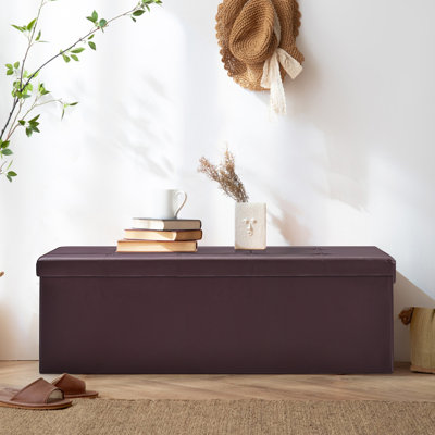 45'' Wide Faux Leather Tufted Rectangle Storage Ottoman with Storage