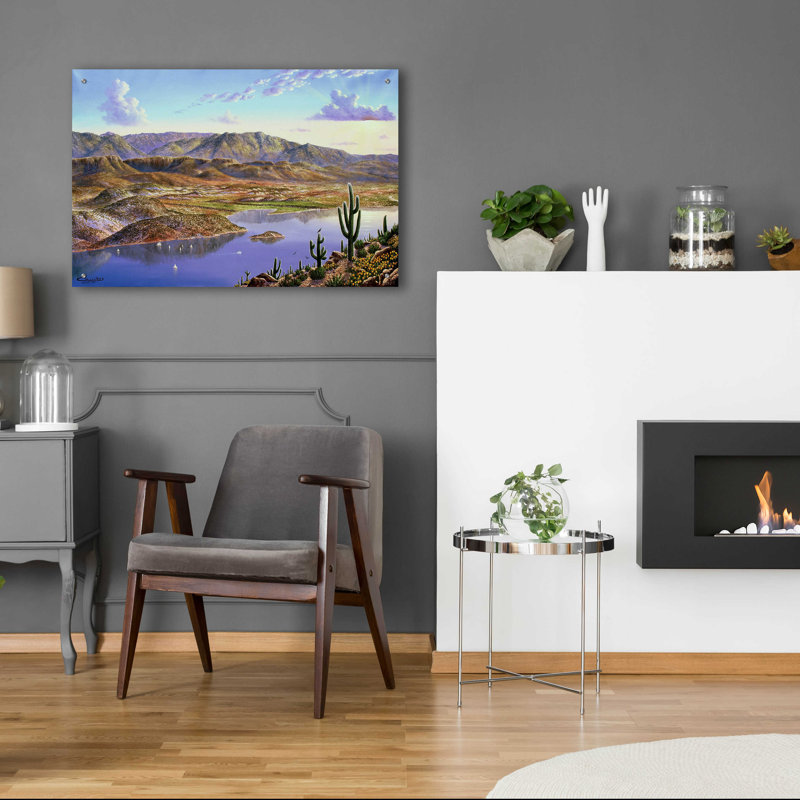 «Roosevelt Lake, AZ» par Eduardo Camoes, art mural en verre acrylique, H 24 po x l 36 po