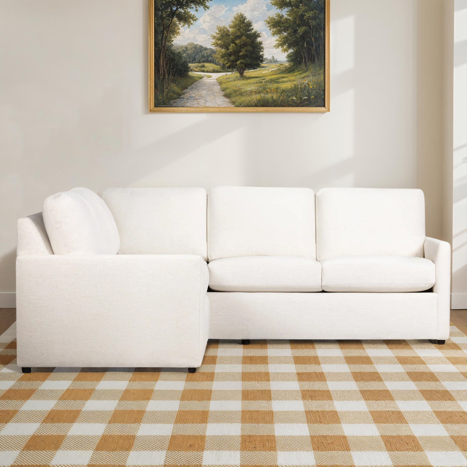 Savannah Upholstered L-Sectional, Nomad Snow Crypton® Chenille