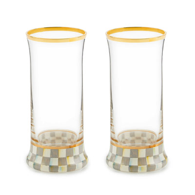 Sterling Check Highball Glass, Set Of 2