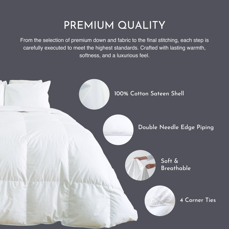 Édredon en duvet d'oie blanche hongrois avec coquillage en coton 700T, Twin