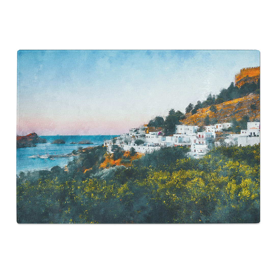 Tempered Glass the Island of Rhodes in Greece Chopping Board