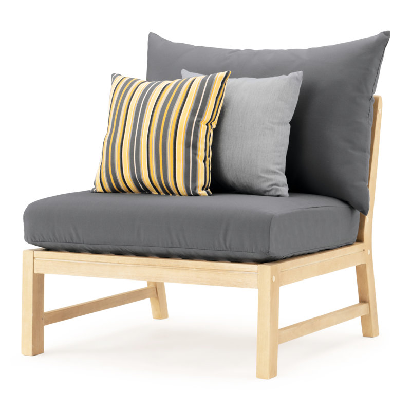 Chaise de patio Paulet avec coussins Sunbrella, Sunbrella® gris anthracite
