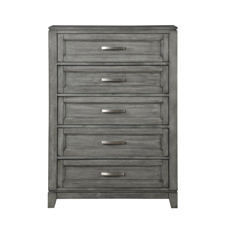 Commode à 5 tiroirs Garretson, gris rustique 35 po, Gris