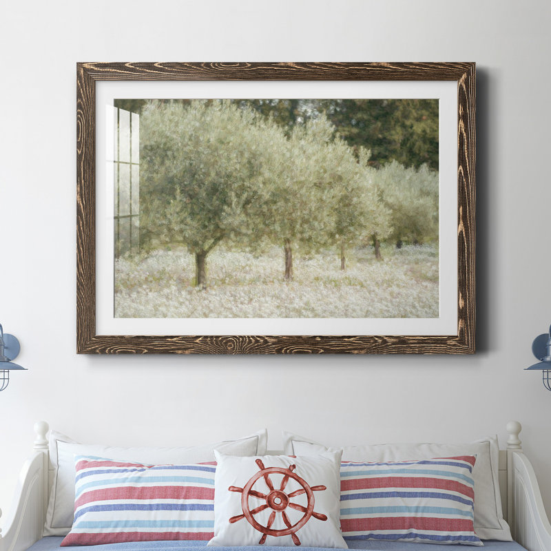 Paintograph Olive Trees - Reproduction de photo sur papier encadrée, H 37,5 po x l 27,5 po x P 1,5 po, Papier, cadre noyer