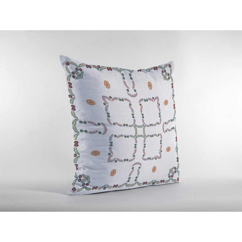 Geometric Reversible Pillow Insert, White Floral, 18" x 18"