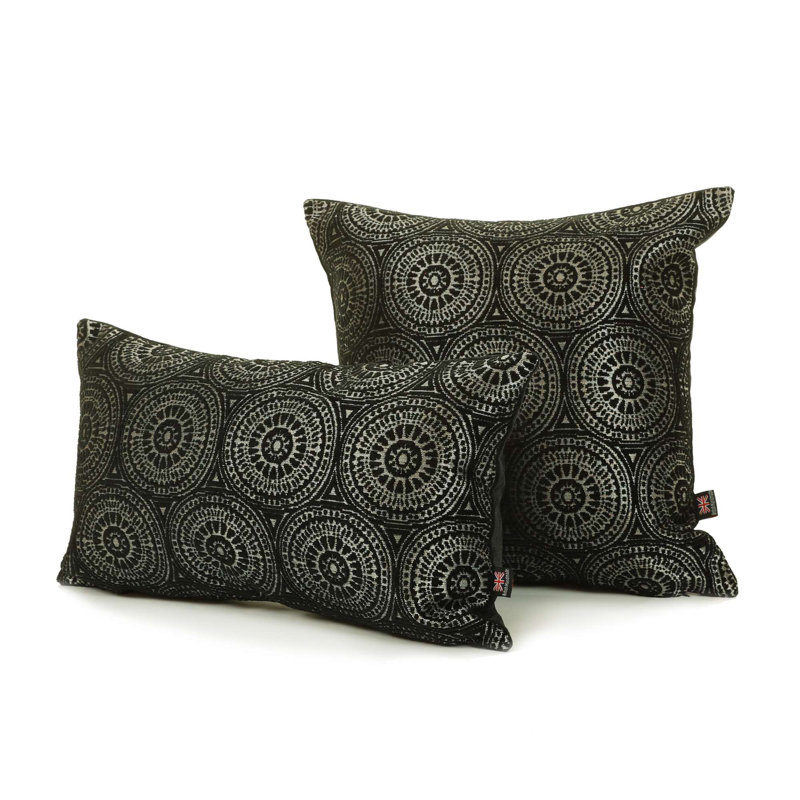 Chilton Geometric Rectangular Cushion, Black