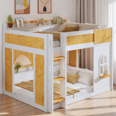 Bunk Bed With Storage Shelves, Window And 2 Doors