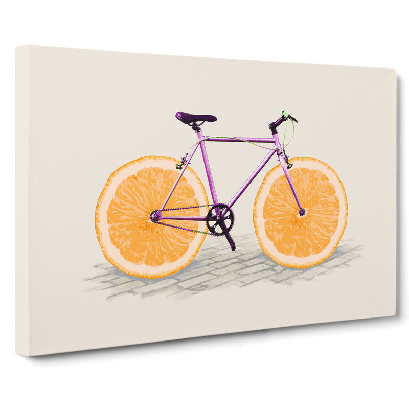 Orange Slice Bicycle - Wrapped Canvas, 35cm H x 50cm W x 3cm D
