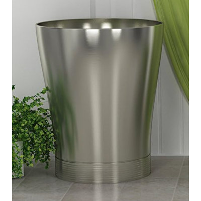 Metal Wastebasket, 7Qt, Matt Pewter