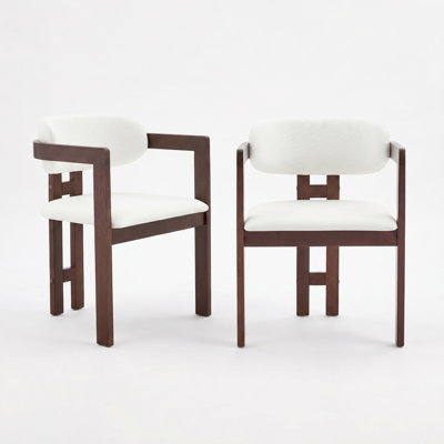 Japandi Upholstered Arm Chairs 2Pc Set