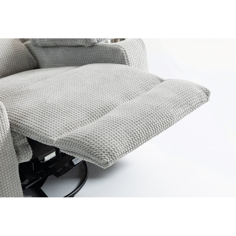 Power Swivel Rocker Recliner Chair with Massgae, Heat, USB and Type-C Charging Port, Gray Polyester Blend