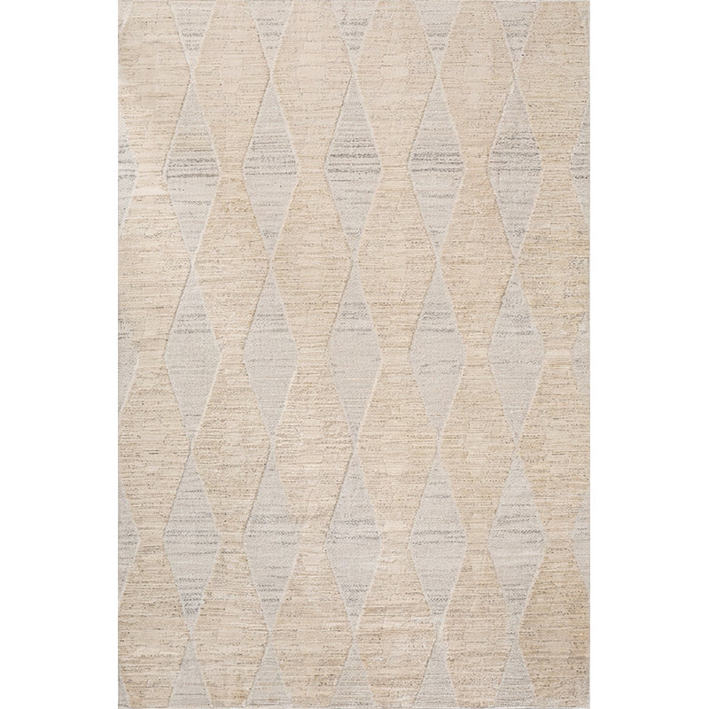 Tapis d'intérieur moderne à motif de branches Jordany, beige crème., Rectangle 6 pi 7 po x 9 pi 6 po