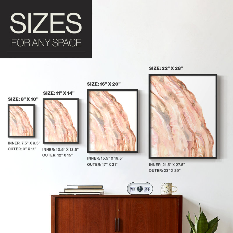 Rose Quartz I, reproduction encadrée - bois massif, H 20 po x l 16 po, Noir