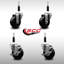 3.5 Inch SS Soft Rubber Wheel Swivel 7/8 Inch Expanding Stem Caster Set 2 Brakes SCC