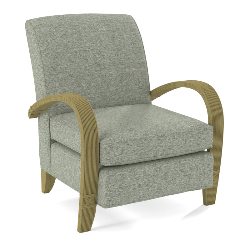 Vero Armchair, Light Blue Performance Fabric; 0851-55, Brass