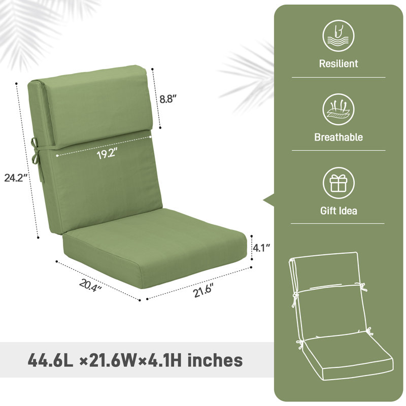 4.1" Outdoor Seat / Back Cushion, Green