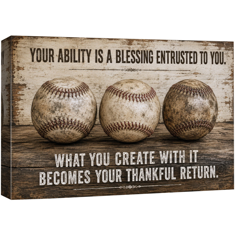 «Baseball Blessing», œuvre d'art, citation sur toile encadrée, H 16 po x l 24 po x P 1,5 po, Toile tendue