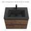 Meuble-lavabo suspendu de 76 cm (30 po) en mélamine en bois avec lavabo intégré en résine noire et quartz sable, armoire de salle de bain en palissandre avec tiroirs à fermeture douce et poignées supprimées
