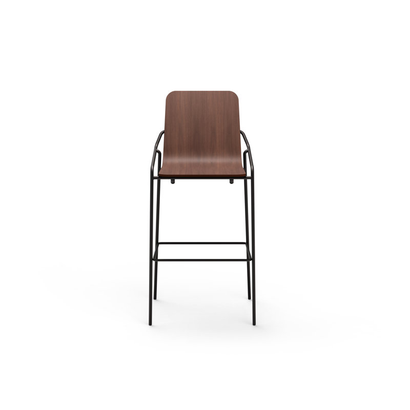 Dupont Counter Stool with Metal Frame, Bar Stool (30" Seat Height), Walnut