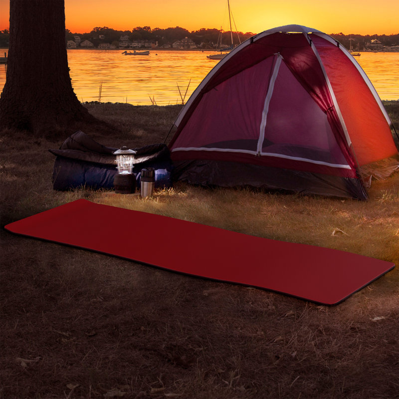 Coussin de sommeil en mousse - Tapis de camping rouge épais de 0,50 po pour les tentes pour lit de bébé - antidérapant, Rouge