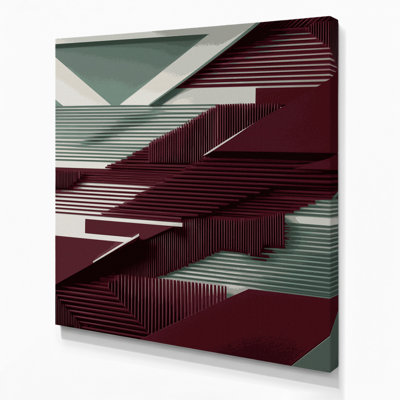 «Geometric Abstraction 47», art mural sur toile rouge