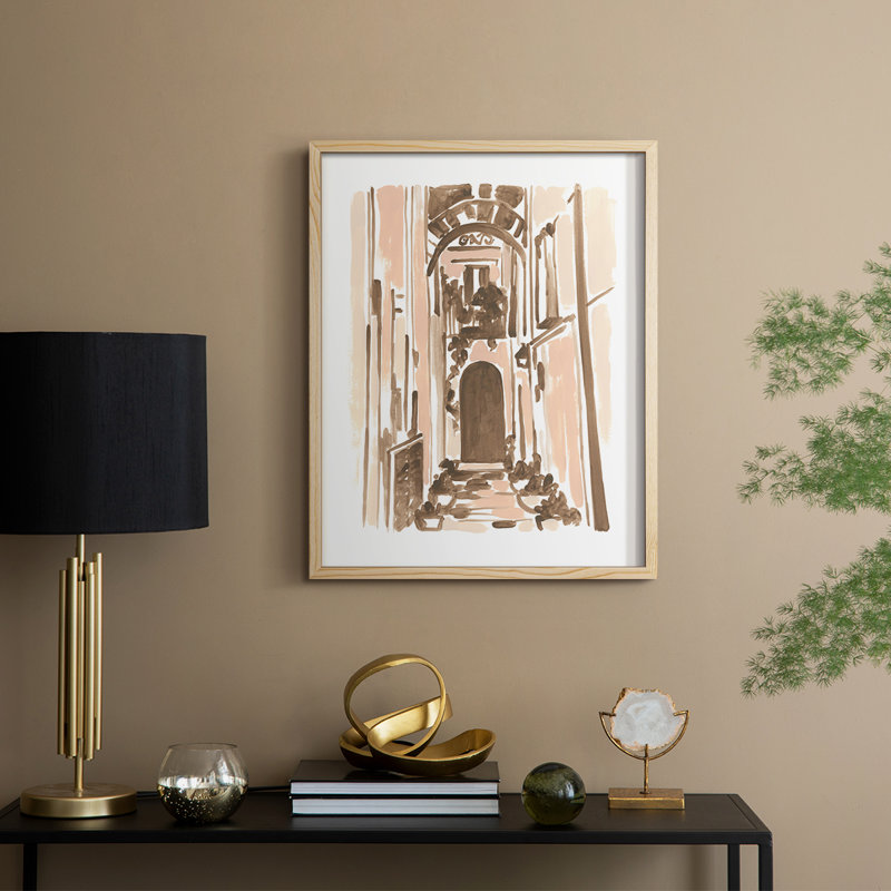 Blush Architecture Study IV Framed Print - Solid Wood, 11" H x 9" W