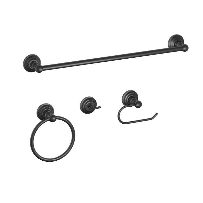 Ensemble de quincaillerie de salle de bain 4 pièces, Noir mat