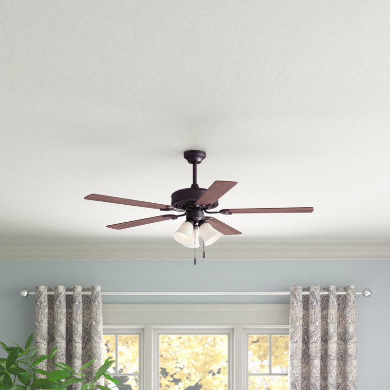 Giambrone 52'' Ceiling Fan with LED Lights, Oiled Bronze with Maple/Walnut Blades
