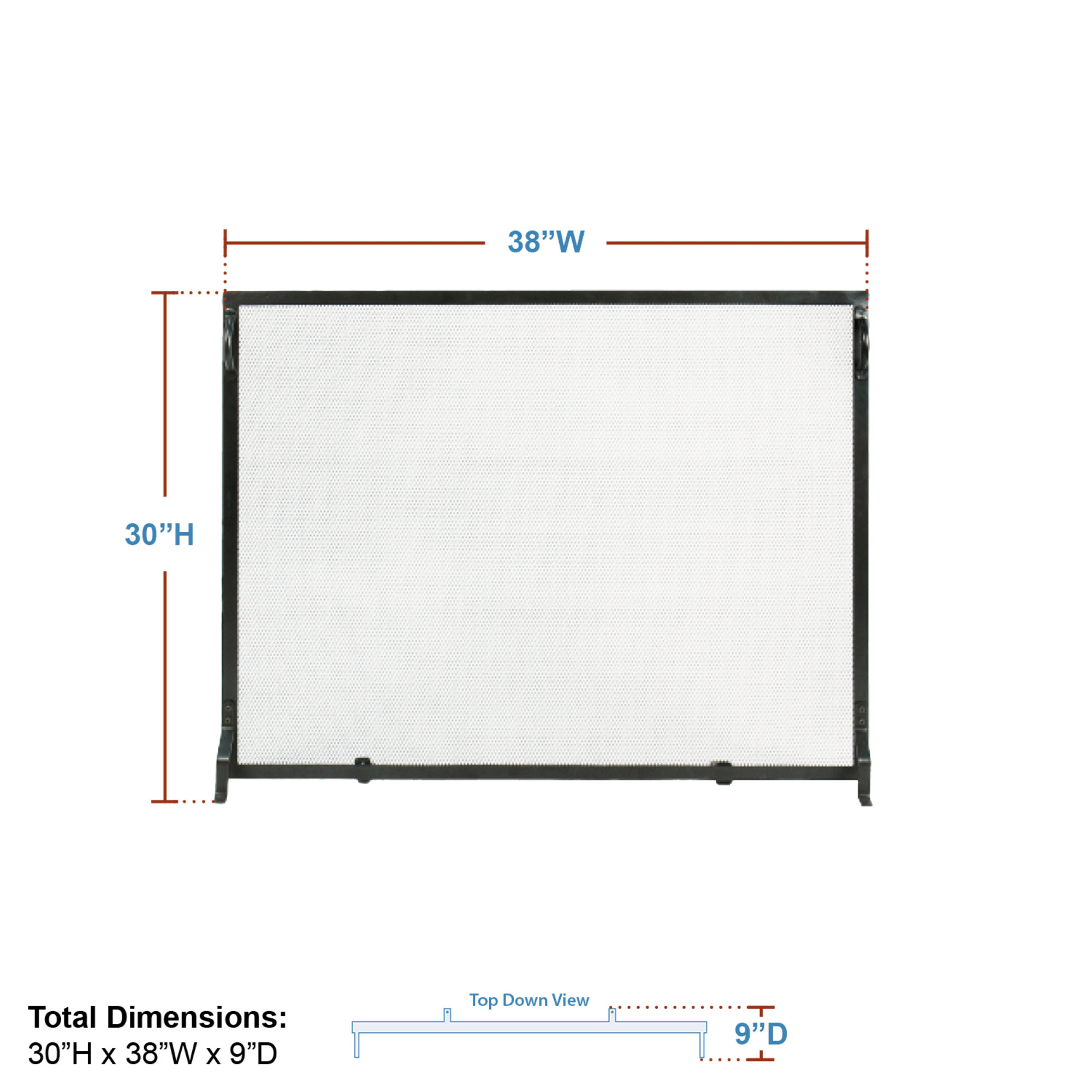 Anja Single Panel Iron Fireplace Screen, 30" H x 38" W x 4" D