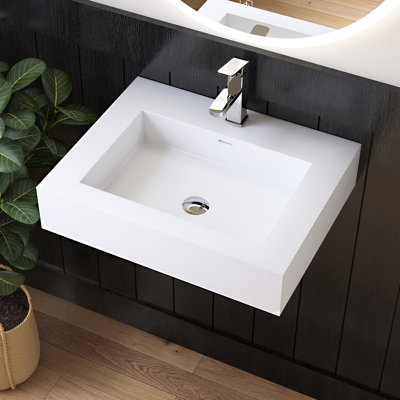 Petit lavabo de salle de bain mural en surface 18 po avec porte-serviettes 18 po