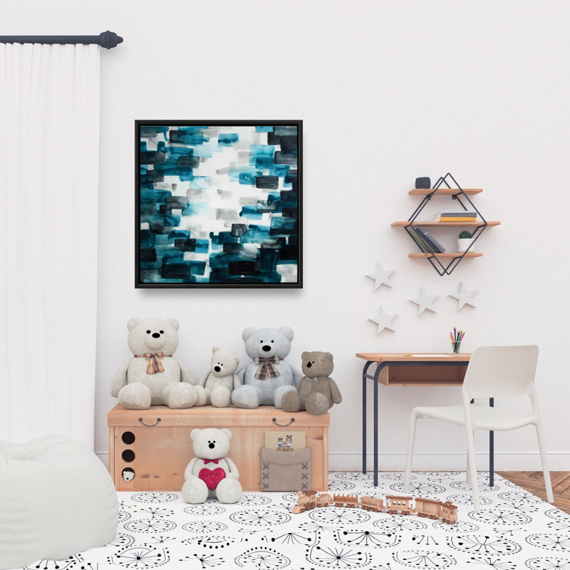 " Turquoise And Gray Squares "