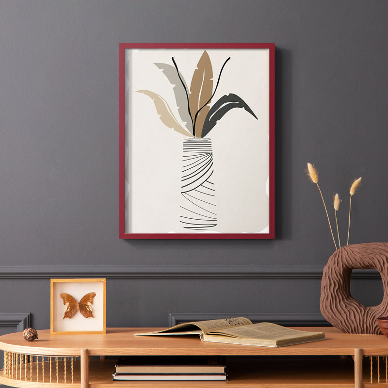 Palm Arrangement II, reproduction encadrée - bois massif, Rouge, H 10 po x l 8 po