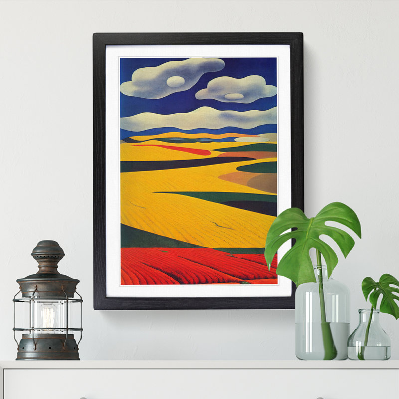 Wheat Field Impressionism Vol.2 - Single Picture Frame Print, Black, 64cm H x 46cm W x 2cm D