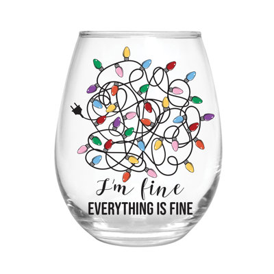17oz Stemless Glass w/ Gift Box, Everything Is Fine String Lights