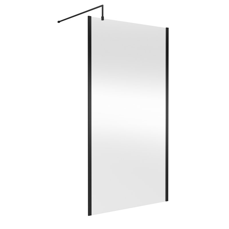 1100Mm Outer Framed Wetroom Screen With Support Bar, 195cm H x 110cm W x 1.4cm L