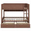 Lit double superposé au dessus d'un lit double avec 2 tiroirs, lit superposé en bois avec armoires de rangement et lumières DEL-123406101