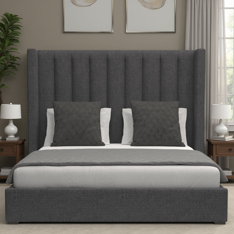 Lit tapissier standard à profil bas Esparto, Revolution® gris anthracite, Grand (moyen)