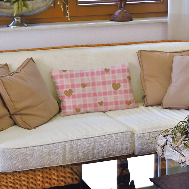 Coussin lombaire 14 po, Rose clair / brun foncé