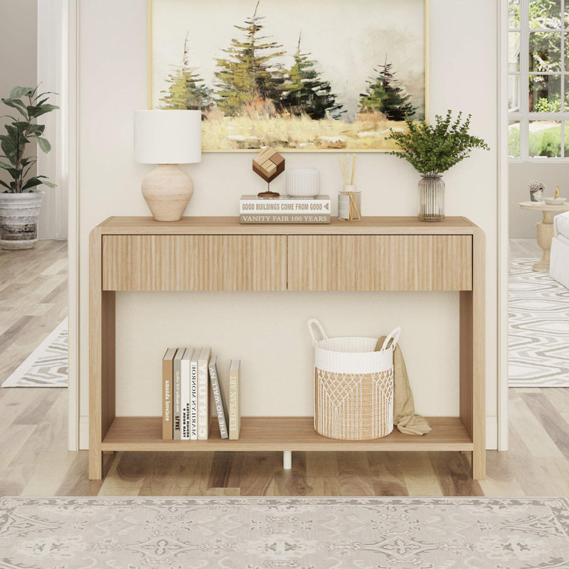 Console 2 tiroirs Guinna, Noyer clair